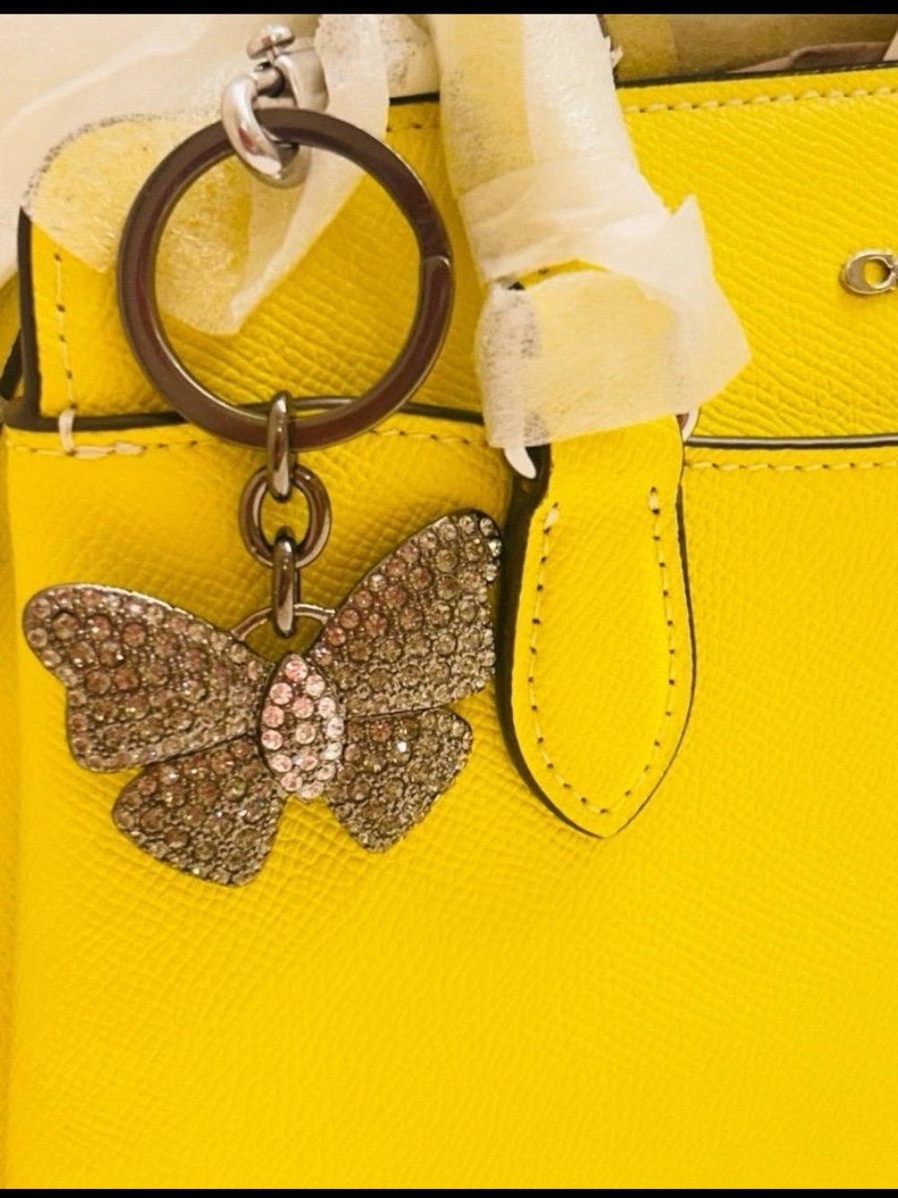 EXTREMELY RARE Vintage Coach Y2K Crystal Butterfly Keychain/ Bag Charm - Picture 13 of 13
